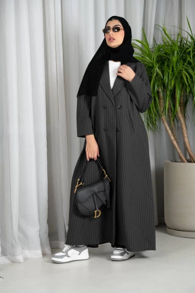 Abaya Blazer Crepe Black Stripe IB221